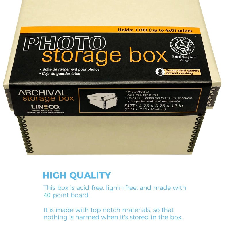 Lineco Photo Card Box, Museum-Quality Archival Storage, Acid-Free with Removable Lid, Bulk Storage for Negatives, Prints, Films, Photos, 4x6x12 Inches, Tan - Image 5